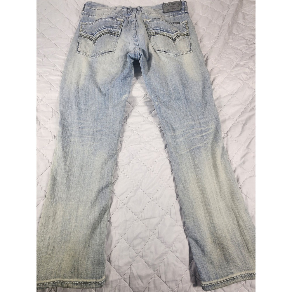 Salvage Jeans Mens 34x28 Mayhem Straight Regular Fit Whiskers Faded Denim 34S - Picture 2 of 15